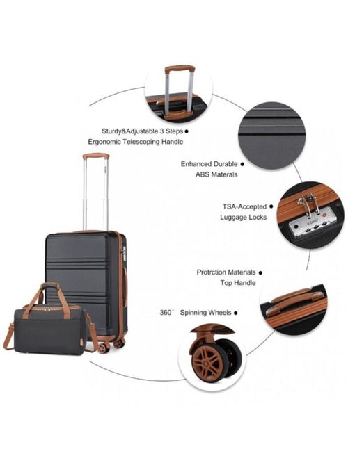 Set de 2 bagages - rigide, abs, légère, 4 roulettes, serrure tsa - kono - Kiabi Set de 2 bagages - rigide, abs, légère, 4 roulettes, serrure tsa - kono - Kiabi