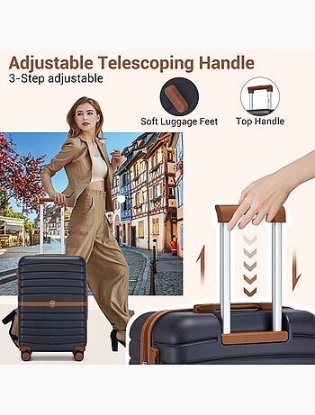 Set de 2 bagages - rigide, abs + polycarbonate, 4 roulettes - kono