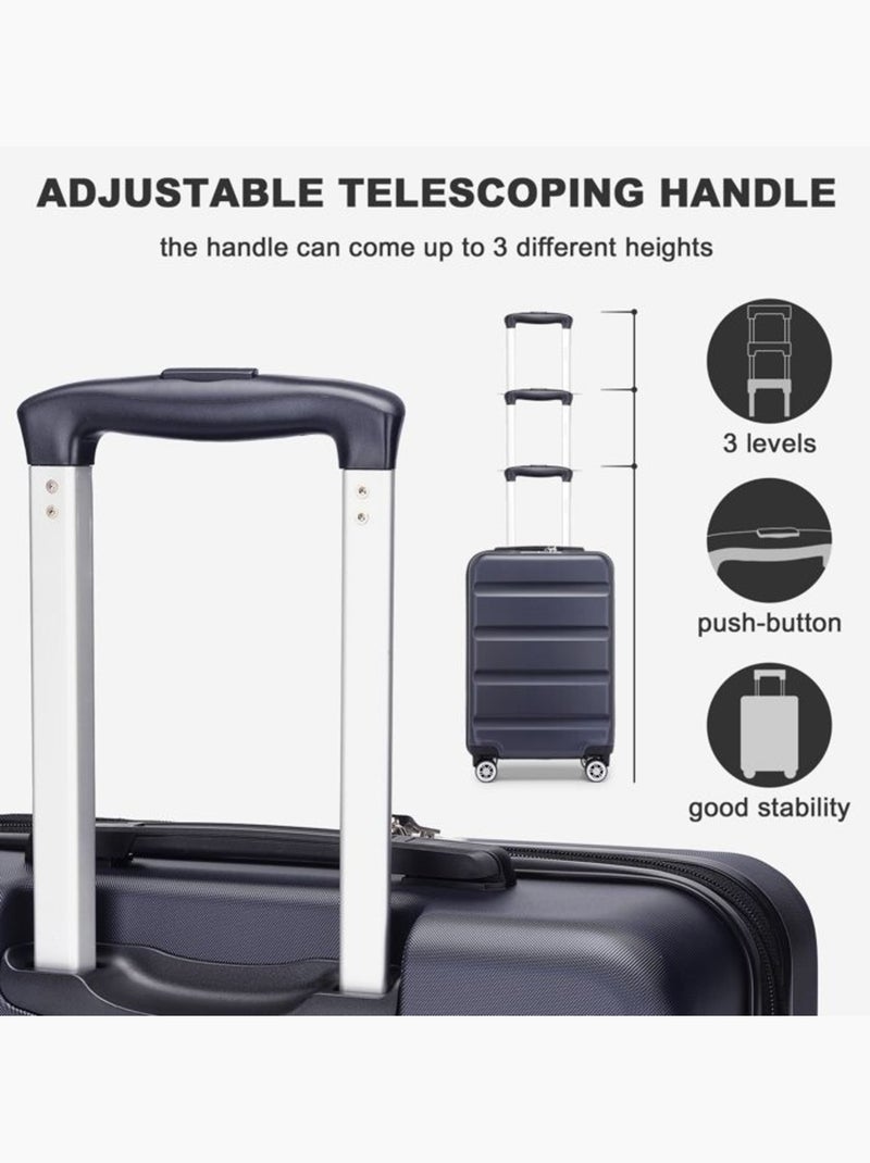 Set de 2 bagages - rigide, abs + polycarbonate, 4 roulettes - kono Bleu marine - Kiabi