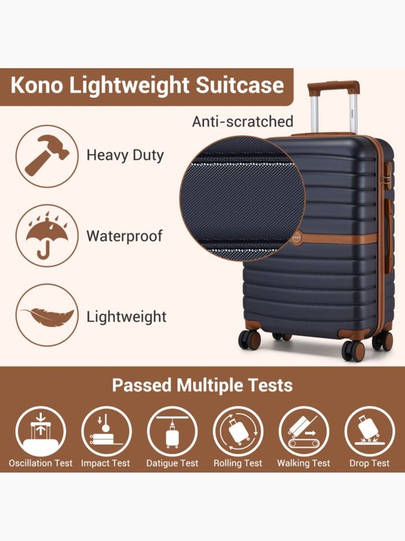 Set de 2 bagages - rigide, abs + polycarbonate, 4 roulettes - kono Bleu marine - Kiabi