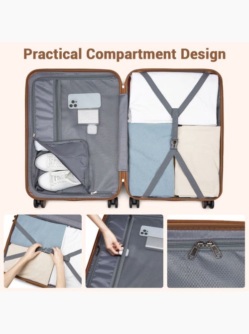 Set de 2 bagages - rigide, abs + polycarbonate, 4 roulettes - kono - Kiabi