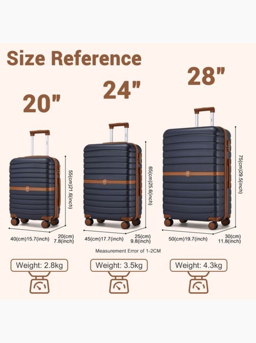 Set de 2 bagages - rigide, abs + polycarbonate, 4 roulettes - kono - Kiabi