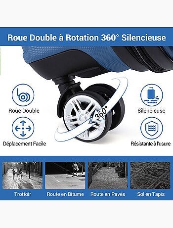 Set de 2 bagages - rigide, abs + polycarbonate, 4 roulettes - kono