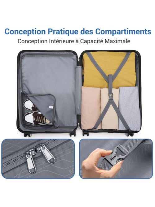 Set de 2 bagages - rigide, abs + polycarbonate, 4 roulettes - kono - Kiabi Set de 2 bagages - rigide, abs + polycarbonate, 4 roulettes - kono - Kiabi