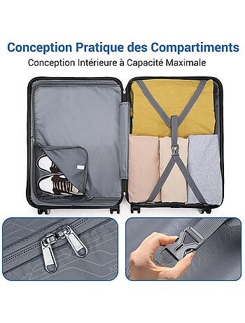 Set de 2 bagages - rigide, abs + polycarbonate, 4 roulettes - kono