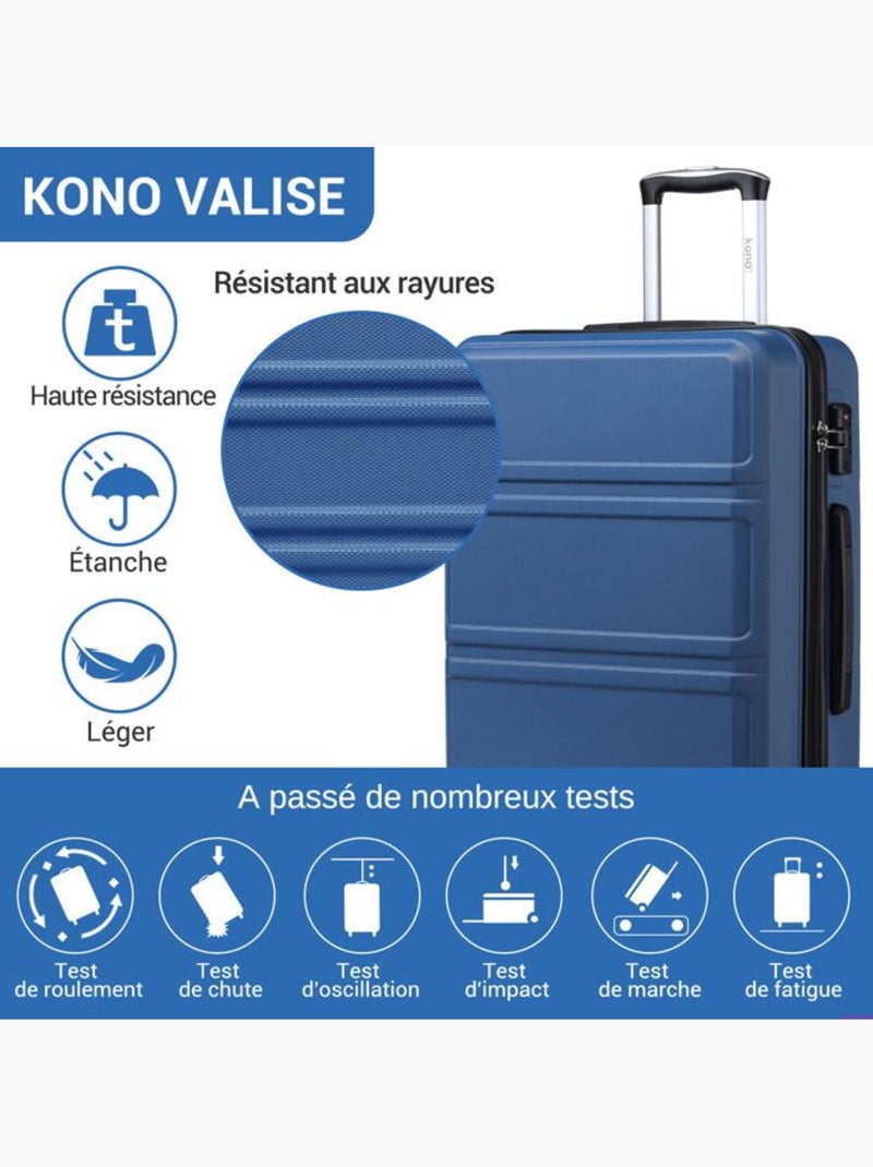 Set de 2 bagages - rigide, abs + polycarbonate, 4 roulettes - kono Bleu - Kiabi