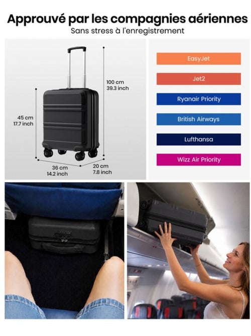 Set de 2 bagages - rigide, abs + polycarbonate, 4 roulettes - kono - Kiabi Set de 2 bagages - rigide, abs + polycarbonate, 4 roulettes - kono - Kiabi