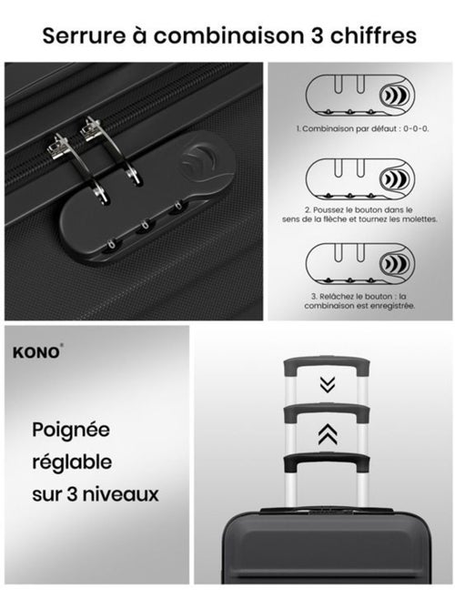 Set de 2 bagages - rigide, abs + polycarbonate, 4 roulettes - kono - Kiabi Set de 2 bagages - rigide, abs + polycarbonate, 4 roulettes - kono - Kiabi