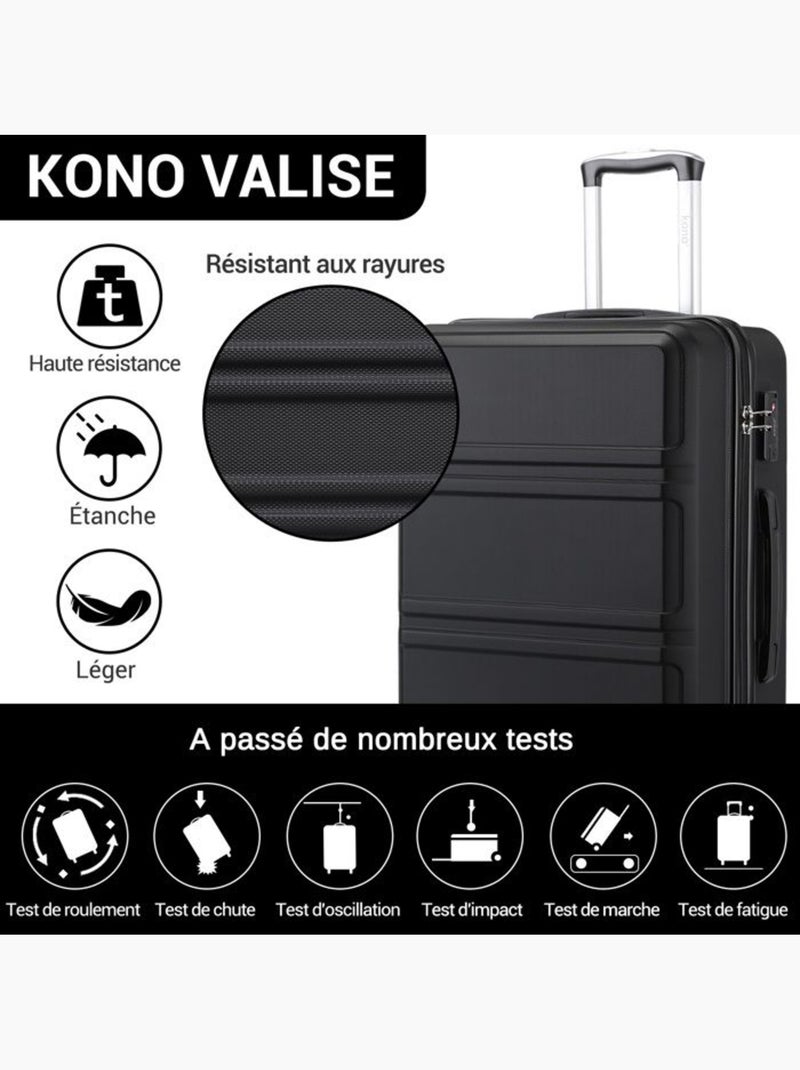 Set de 2 bagages - rigide, abs + polycarbonate, 4 roulettes - kono Noir - Kiabi