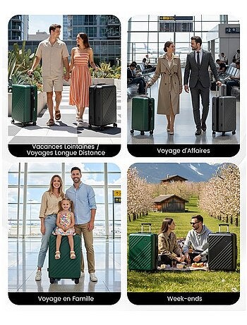 Set de 2 bagages - rigide, abs + polycarbonate, 4 roulettes - kono