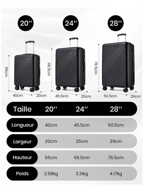 Set de 2 bagages - rigide, abs + polycarbonate, 4 roulettes - kono - Kiabi Set de 2 bagages - rigide, abs + polycarbonate, 4 roulettes - kono - Kiabi