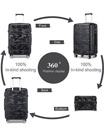 Set de 2 bagages - rigide, abs + polycarbonate, 4 roulettes - kono