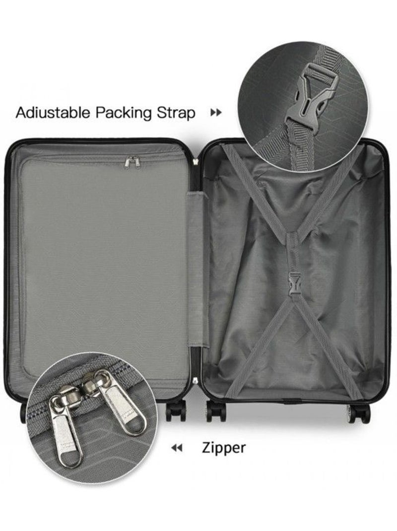 Set de 2 bagages - rigide, abs + polycarbonate, 4 roulettes - kono Noir - Kiabi