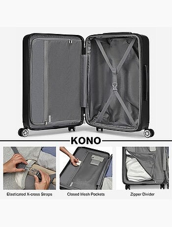 Set de 2 bagages - rigide, abs + polycarbonate, 4 roulettes - kono