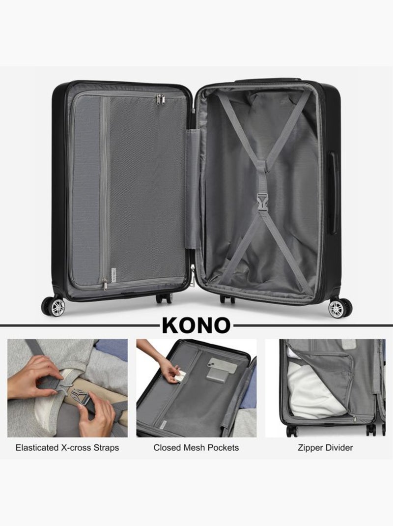 Set de 2 bagages - rigide, abs + polycarbonate, 4 roulettes - kono Noir - Kiabi