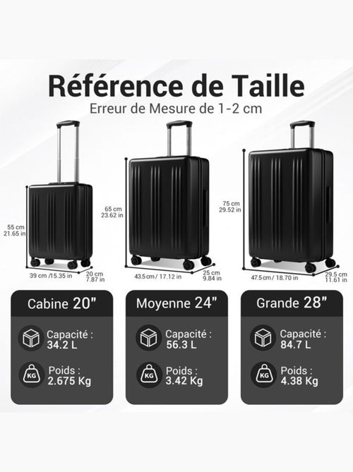 Set de 2 bagages - rigide, abs + polycarbonate, 4 roulettes - kono - Kiabi Set de 2 bagages - rigide, abs + polycarbonate, 4 roulettes - kono - Kiabi