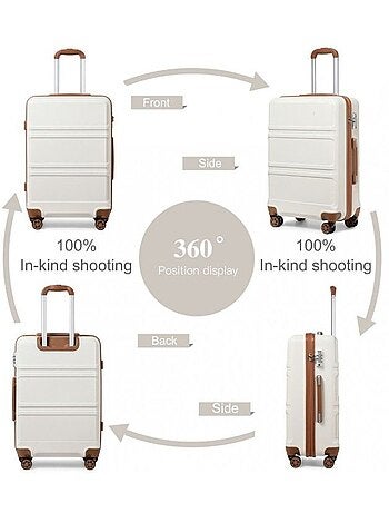 Set de 2 bagages - rigide, abs + polycarbonate, légère, 4 roulettes - kono