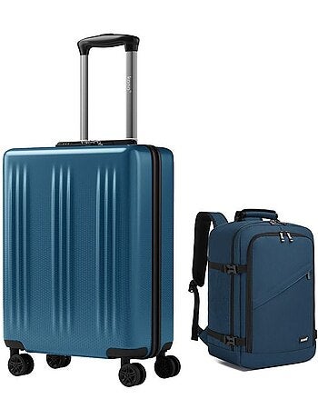 Set de 2 bagages - rigide, abs + polycarbonate, légère, 4 roulettes - kono