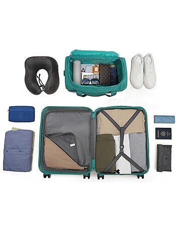 Set de 2 bagages - rigide, abs + polycarbonate, légère, 4 roulettes - kono