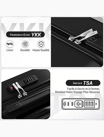 Set de 2 bagages - rigide, abs + polycarbonate, légère, 4 roulettes - kono