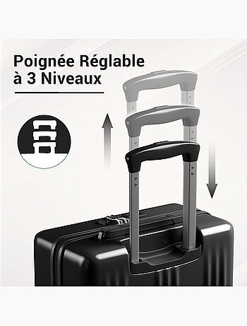 Set de 2 bagages - rigide, abs + polycarbonate, légère, 4 roulettes - kono