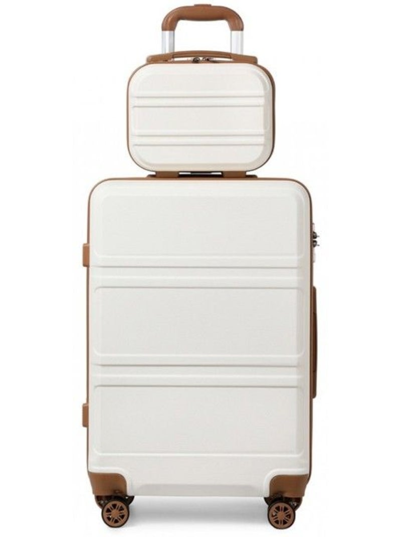 Set de 2 bagages - rigide, légère, 4 roulettes, serrure tsa - kono Blanc - Kiabi