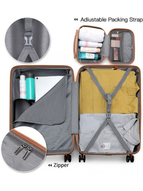 Set de 2 bagages - rigide, légère, 4 roulettes, serrure tsa - kono - Kiabi Set de 2 bagages - rigide, légère, 4 roulettes, serrure tsa - kono - Kiabi