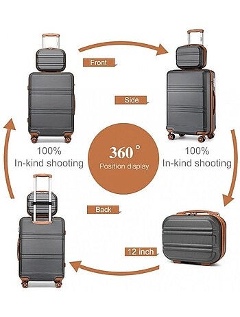Set de 2 bagages - rigide, légère, 4 roulettes, serrure tsa - kono