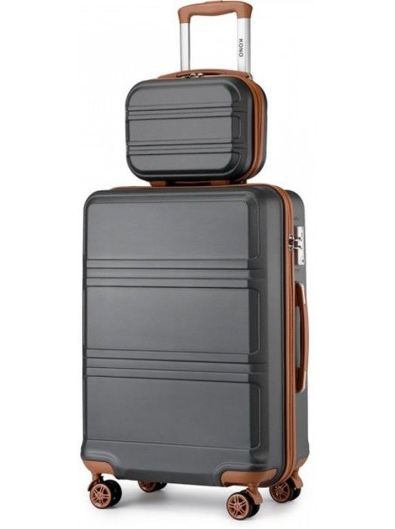 Set de 2 bagages - rigide, légère, 4 roulettes, serrure tsa - kono Gris - Kiabi