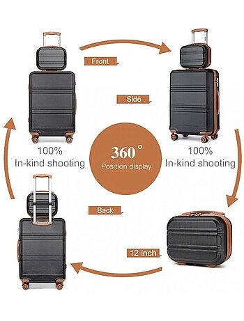 Set de 2 bagages - rigide, légère, 4 roulettes, serrure tsa - kono