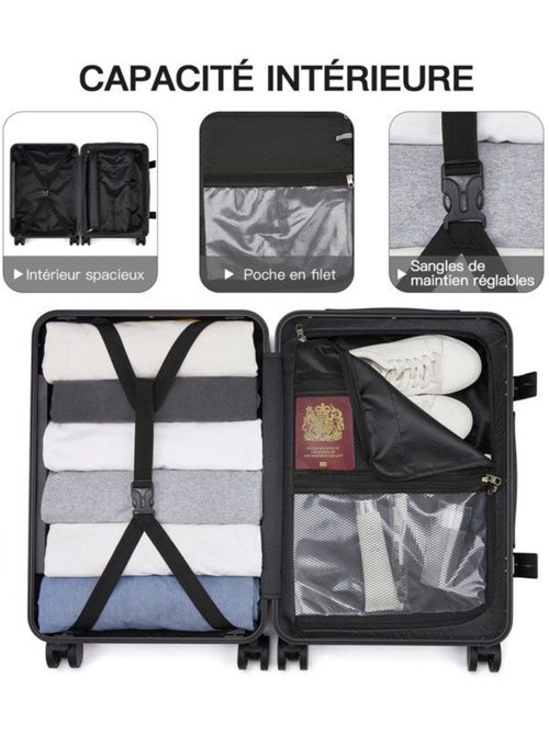 Set de 2 bagages - rigide, polycarbonate, 4 roulettes - kono - Kiabi Set de 2 bagages - rigide, polycarbonate, 4 roulettes - kono - Kiabi