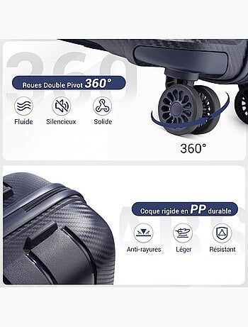 Set de 2 bagages - rigide, polypropylène, 4 roulettes, serrure tsa - kono