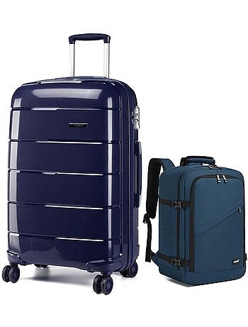 Set de 2 bagages - rigide, polypropylène, 4 roulettes, serrure tsa - kono