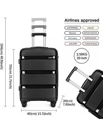 Set de 2 bagages - rigide, polypropylène, 4 roulettes, serrure tsa - kono
