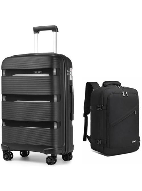 Set de 2 bagages - rigide, polypropylène, 4 roulettes, serrure tsa - kono - Kiabi Set de 2 bagages - rigide, polypropylène, 4 roulettes, serrure tsa - kono - Kiabi
