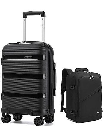 Set de 2 bagages - rigide, polypropylène, 4 roulettes, serrure tsa - kono