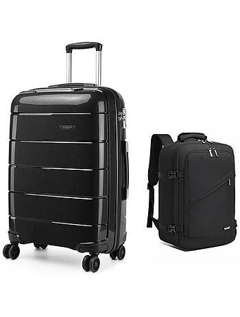 Set de 2 bagages - rigide, polypropylène, 4 roulettes, serrure tsa - kono