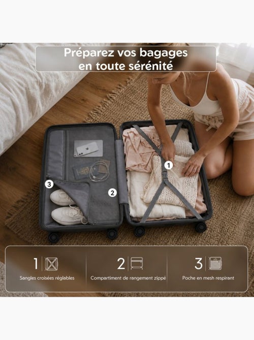 Set de 2 bagages - rigide, polypropylène, 4 roulettes, serrure tsa - kono - Kiabi Set de 2 bagages - rigide, polypropylène, 4 roulettes, serrure tsa - kono - Kiabi