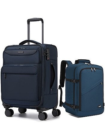 Set de 2 bagages - souple, 4 roulettes, serrure tsa - british traveller