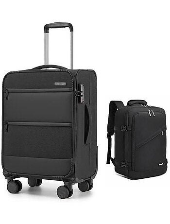 Set de 2 bagages - souple, 4 roulettes, serrure tsa - british traveller