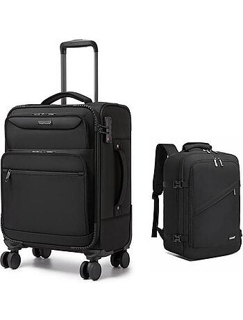 Set de 2 bagages - souple, 4 roulettes, serrure tsa - british traveller