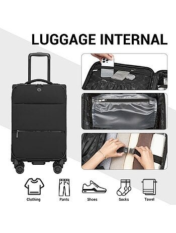 Set de 2 bagages - souple, légère, 4 roulettes - kono