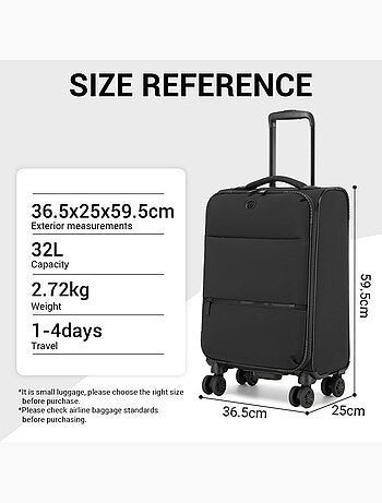 Set de 2 bagages - souple, légère, 4 roulettes - kono
