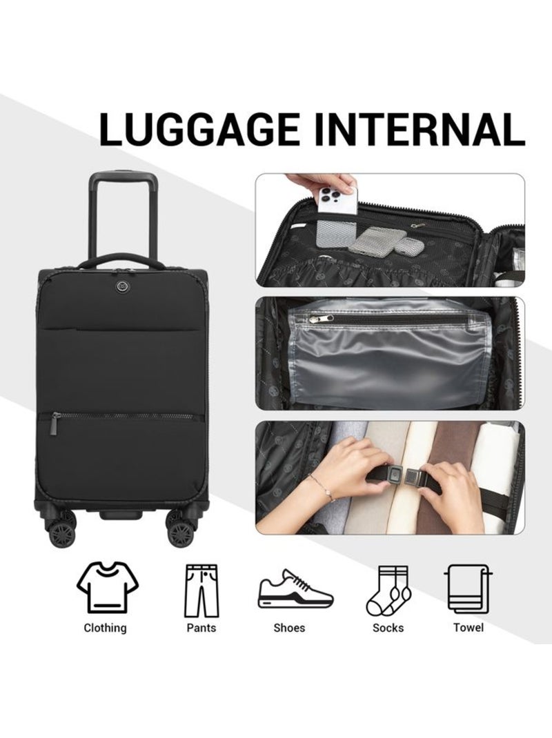 Set de 2 bagages - souple, légère, 4 roulettes - kono Noir - Kiabi