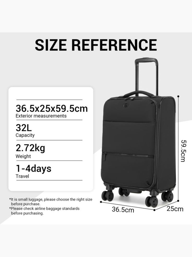 Set de 2 bagages - souple, légère, 4 roulettes - kono Noir - Kiabi