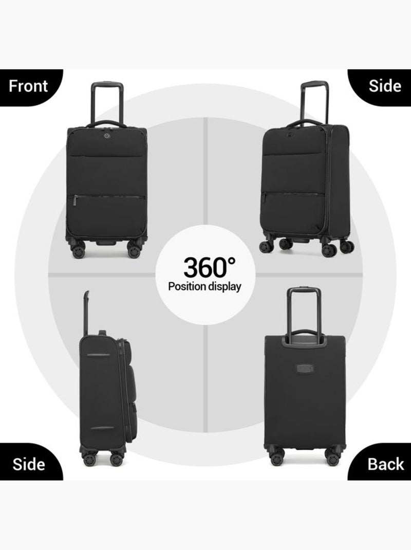 Set de 2 bagages - souple, légère, 4 roulettes - kono Noir - Kiabi
