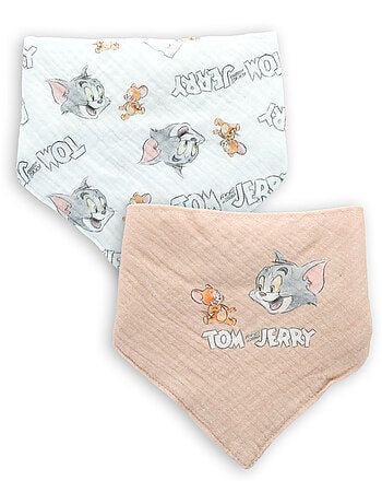 Set de 2 Bavoirs Bandana - Tom & Jerry - Taille Ajustable - Bébé - 100% Coton
