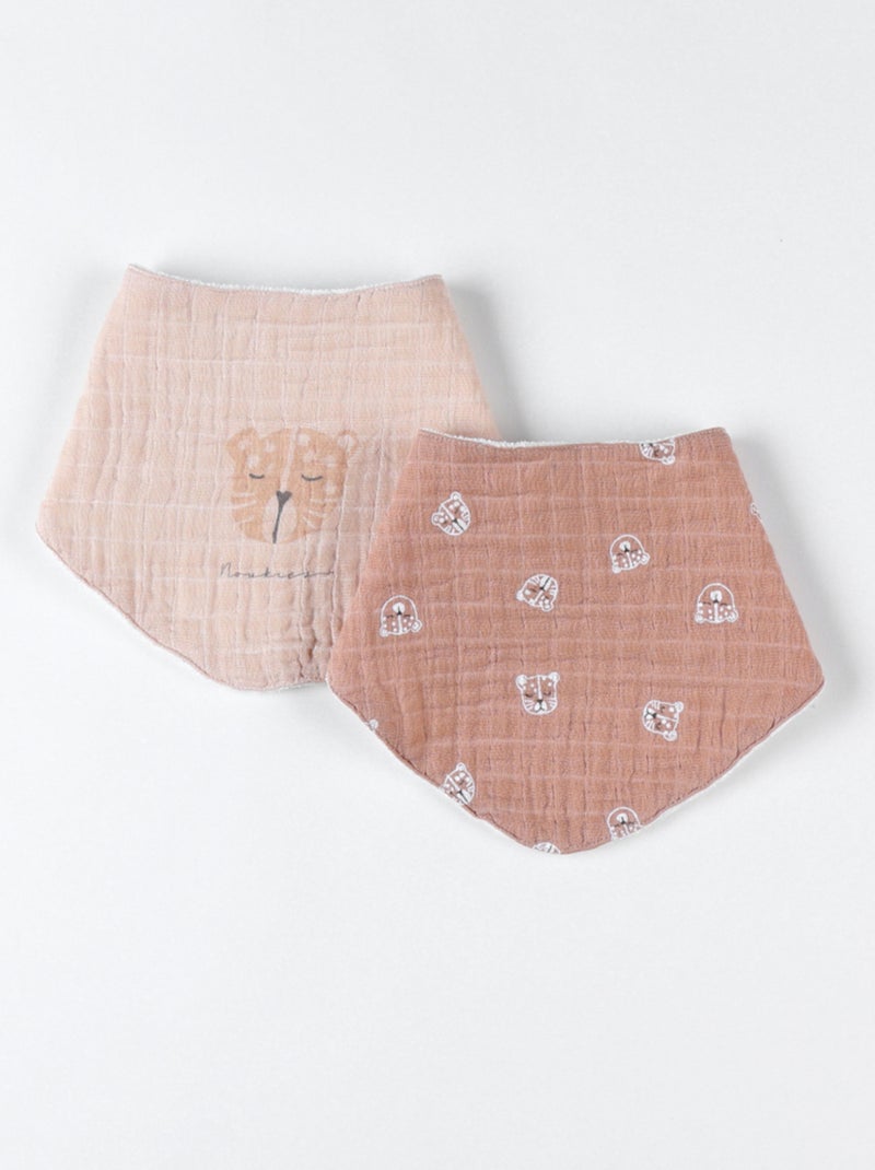 Set de 2 bavoirs bandana léopard en mousseline et éponge, cappuccino/beige Noukie's Marron - Kiabi