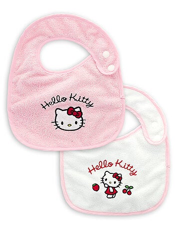 Set de 2 Bavoirs Bébé – Hello Kitty – Serviette Éponge Imperméable & Réglable