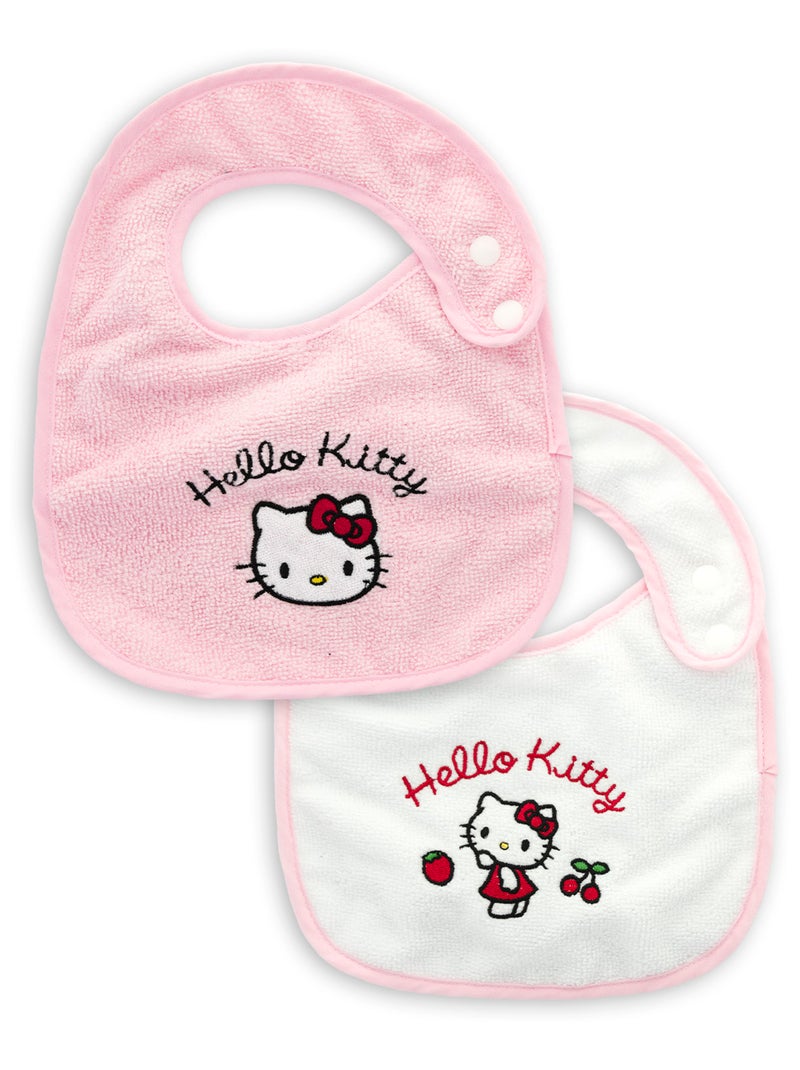 Set de 2 Bavoirs Bébé – Hello Kitty – Serviette Éponge Imperméable & Réglable Rouge - Kiabi